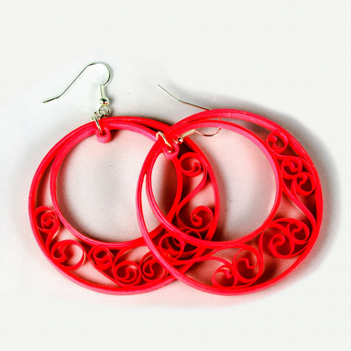 Red Half Moon Hoop Earrings